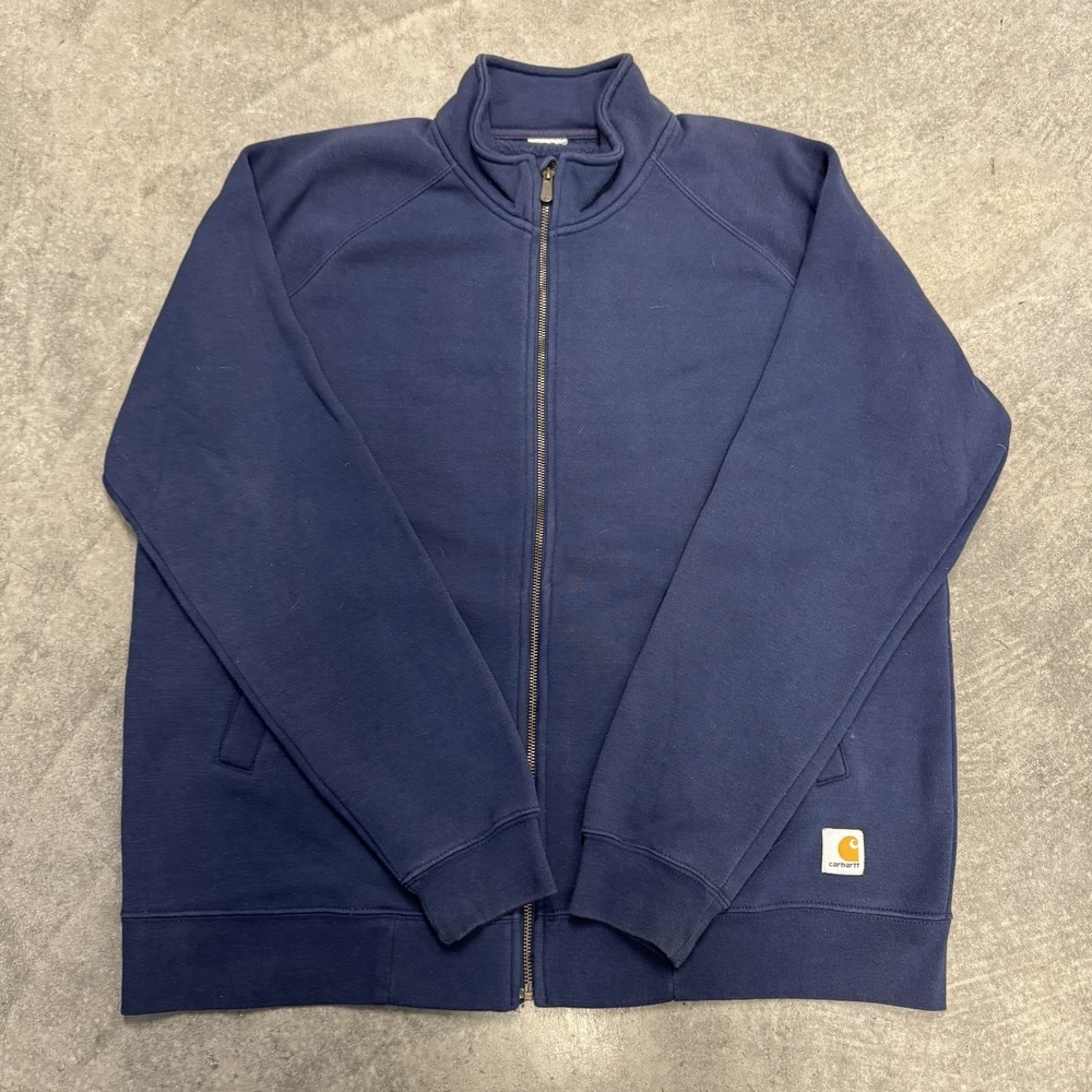 Mens Carhartt Jacket Zip Up Cotton Workwear Navy Blue Utility Earthtone XL